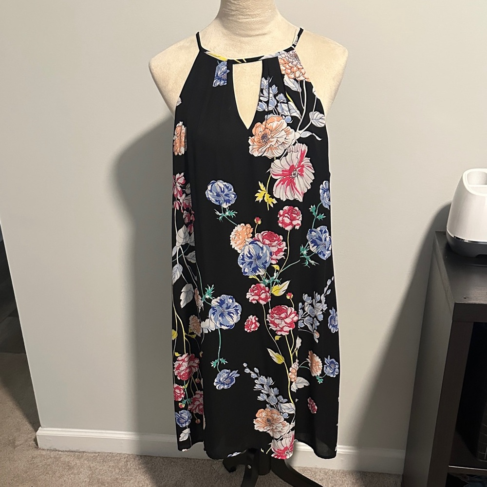Candie’s Floral Halter Neck Dress - Black
